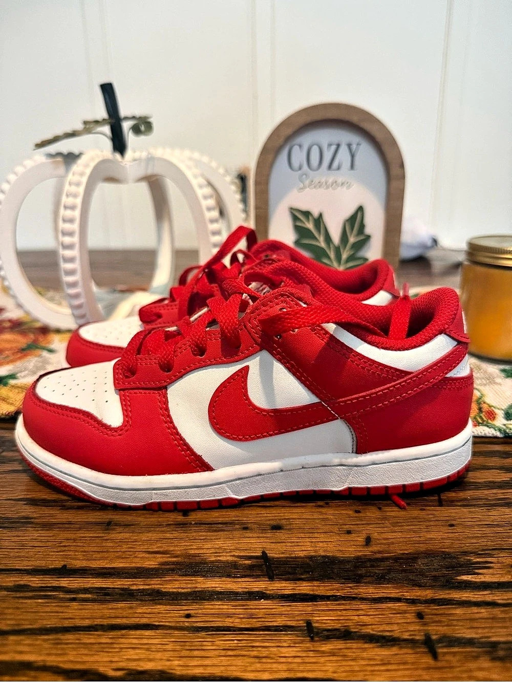 Nike Dunk Low GS White University Red Sneakers Red & White